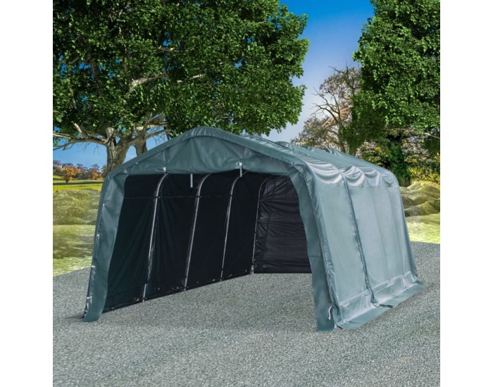 Sonata Мобилен навес за животни PVC 550 г/м² 3,3x6,4 м тъмнозелен