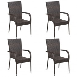 Sonata Стифиращи външни столове, 4 бр, полиратан, кафяви - Градински столове