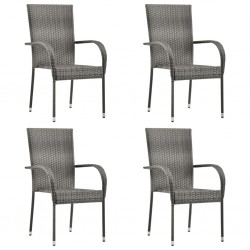 Sonata Стифиращи външни столове, 4 бр, сиви, полиратан - Градински столове