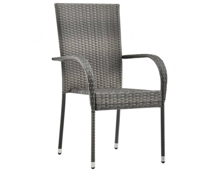 Sonata Стифиращи външни столове, 4 бр, сиви, полиратан