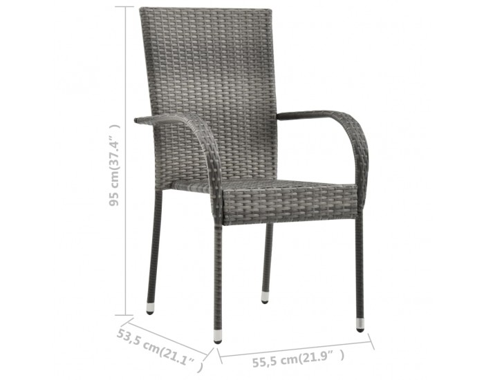 Sonata Стифиращи външни столове, 4 бр, сиви, полиратан