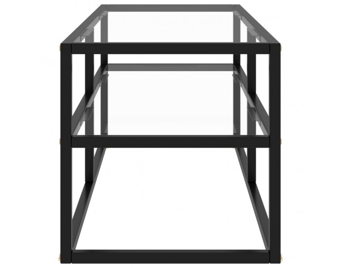 Sonata ТВ шкаф, черен, със закалено стъкло, 100x40x40 см