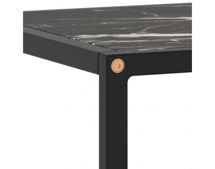 Sonata ТВ шкаф, черен с черно мраморно стъкло, 100x40x40 см