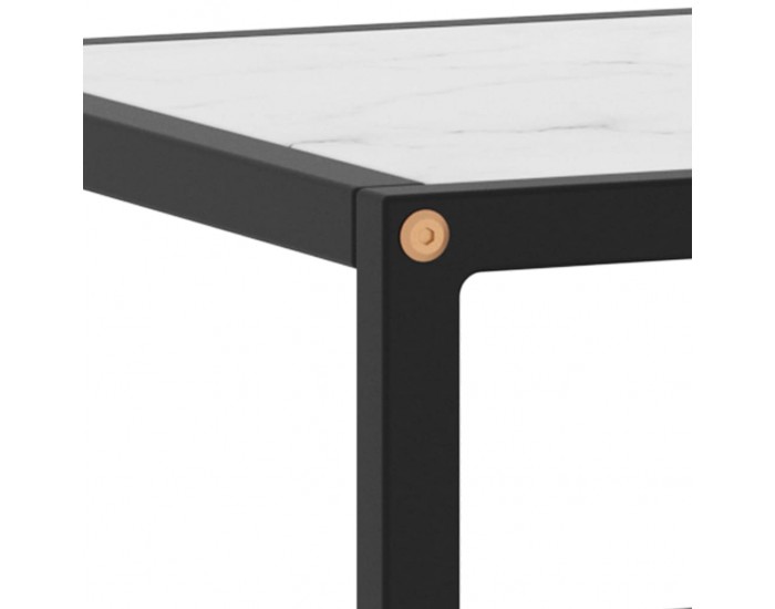 Sonata ТВ шкаф, черен, с бяло мраморно стъкло, 120x40x40 см