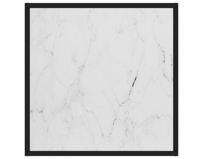 Sonata Маса за чай, черно-бяла, мраморно стъкло, 60x60x35 см
