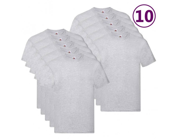 Fruit of the Loom Оригинални тениски, 10 бр, сиви, 3XL, памук Fruit of the Loom Оригинални тениски, 10 бр, сиви, 3XL, памук