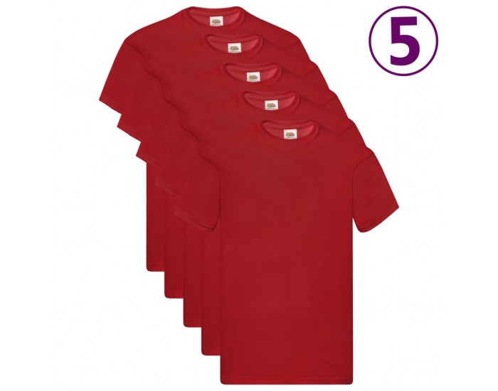 Fruit of the Loom Оригинални тениски, 5 бр, червени, XXL, памук