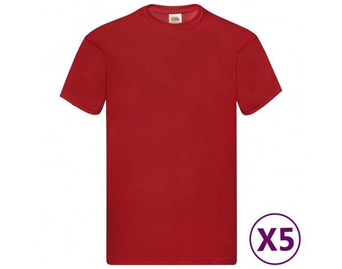 Fruit of the Loom Оригинални тениски, 5 бр, червени, XXL, памук