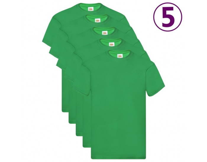 Fruit of the Loom Оригинални тениски, 5 бр, зелени, S, памук