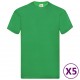 Fruit of the Loom Оригинални тениски, 5 бр, зелени, S, памук