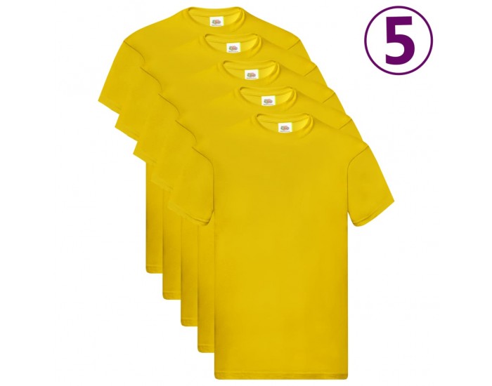 Fruit of the Loom Оригинални тениски, 5 бр, жълти, 3XL, памук Fruit of the Loom Оригинални тениски, 5 бр, жълти, 3XL, памук