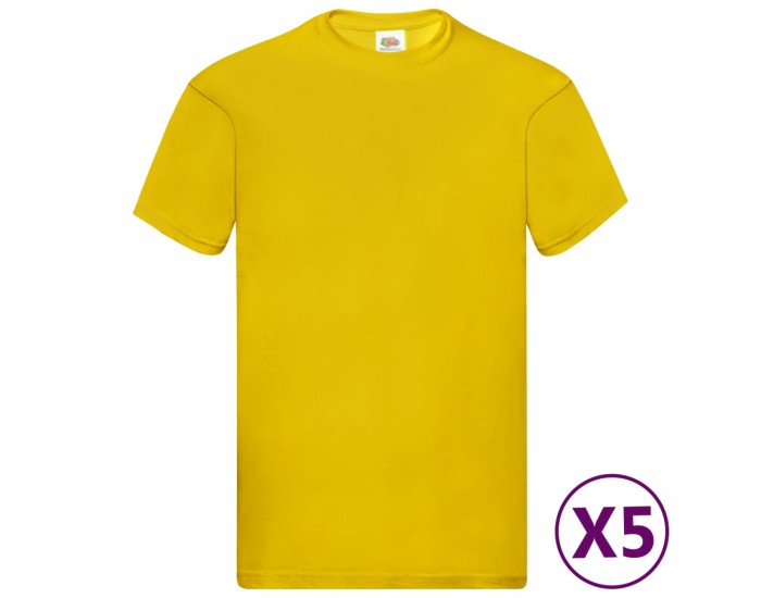 Fruit of the Loom Оригинални тениски, 5 бр, жълти, 3XL, памук Fruit of the Loom Оригинални тениски, 5 бр, жълти, 3XL, памук