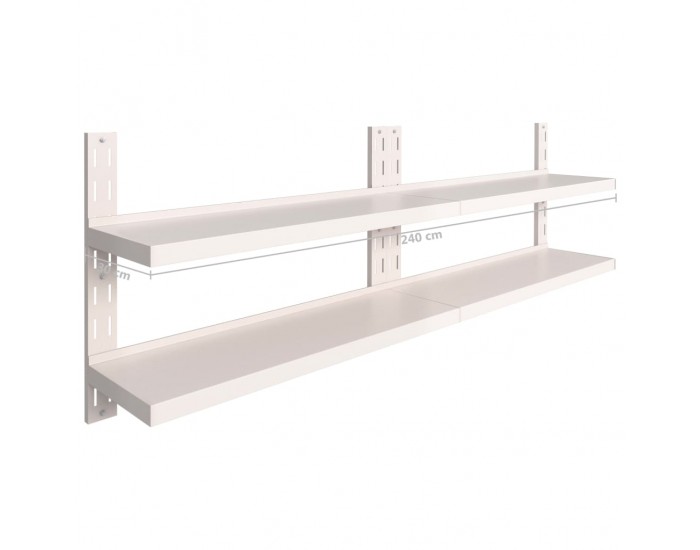 Sonata Стенни рафтове на 2 нива, 2 бр, неръждаема стомана, 240x30 см