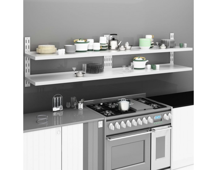 Sonata Стенни рафтове на 2 нива, 2 бр, неръждаема стомана, 240x30 см