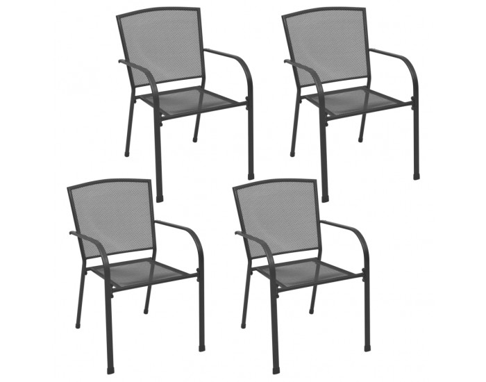 Sonata Градински столове, 4 бр, мрежест дизайн, антрацит, стомана