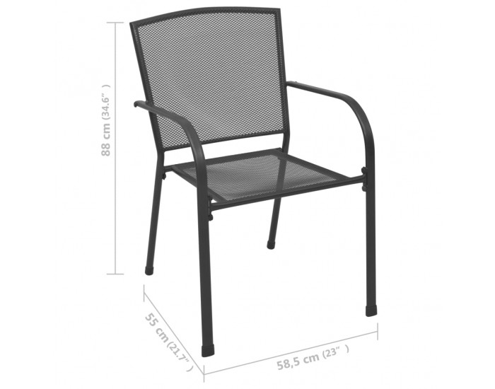Sonata Градински столове, 4 бр, мрежест дизайн, антрацит, стомана