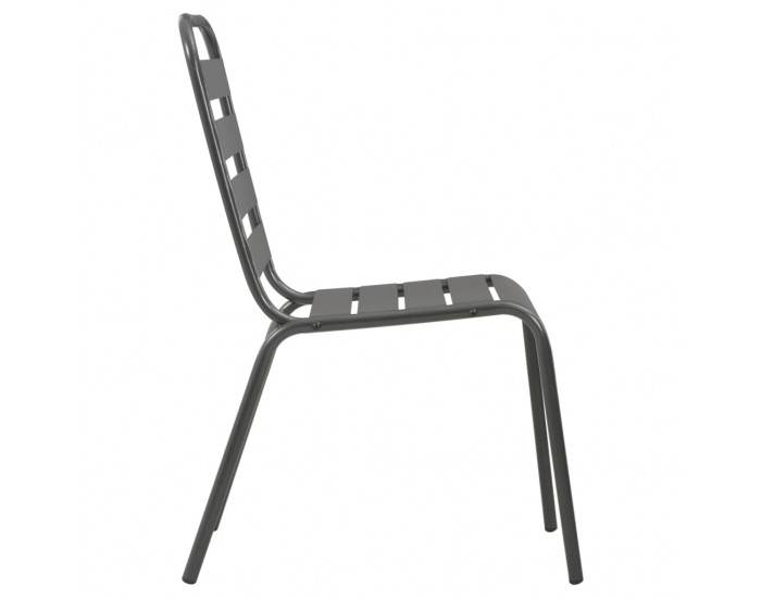 Sonata Градински столове, 4 бр, ламелен дизайн, тъмносиви, стомана