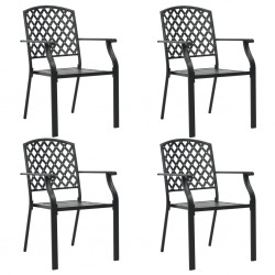 Sonata Градински столове, 4 бр, мрежест дизайн, черни, стомана - Градина