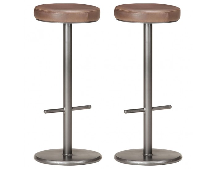 Sonata Бар табуретки, 2 бр, състарено кафяво, естествена кожа