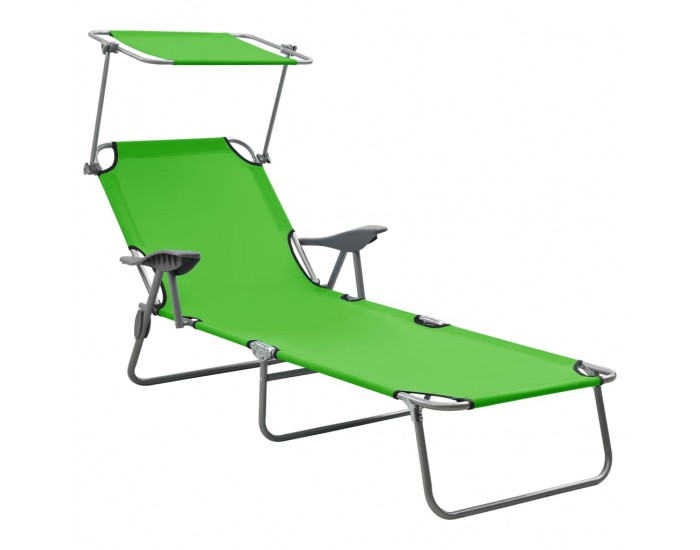 Sonata Шезлонг с козирка, стомана, зелен