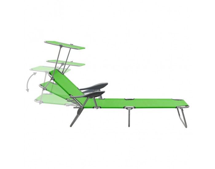 Sonata Шезлонг с козирка, стомана, зелен