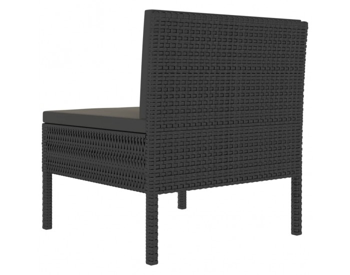 Sonata Градински столове с възглавници, 3 бр, полиратан, черни