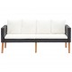 Sonata 2-местен градински диван с възглавници, полиратан, черен