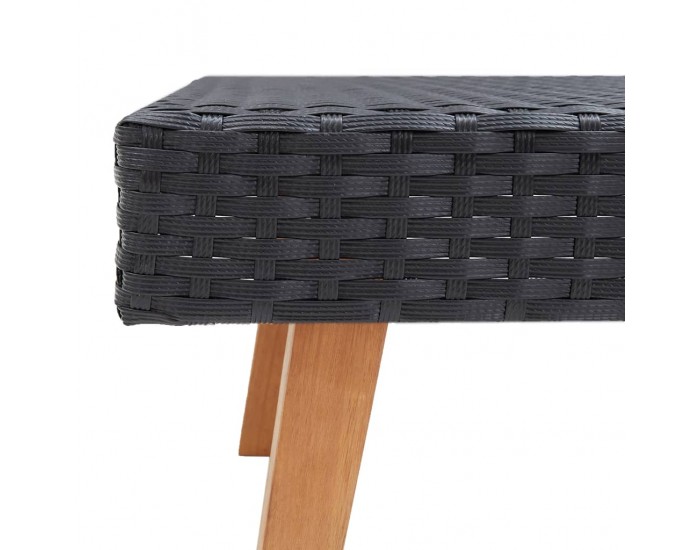 Sonata Градински комплект с възглавници, 3 части, черен полиратан