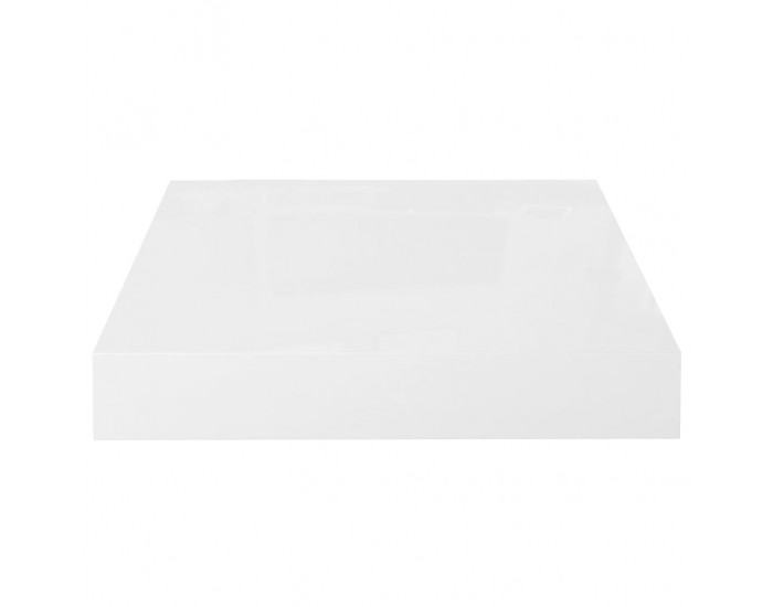 Sonata Окачен стенен рафт, бял гланц, 23x23,5x3,8 см, МДФ