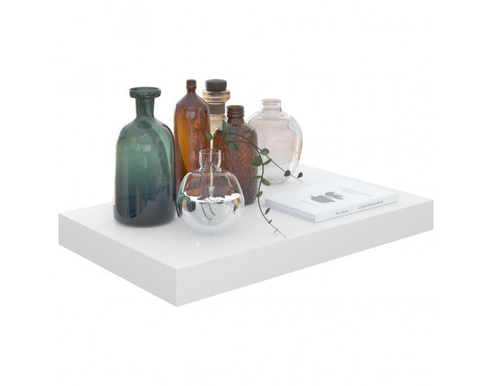 Sonata Окачени стенни рафтове, 2 бр, бял гланц, 40x23x3,8 см, МДФ