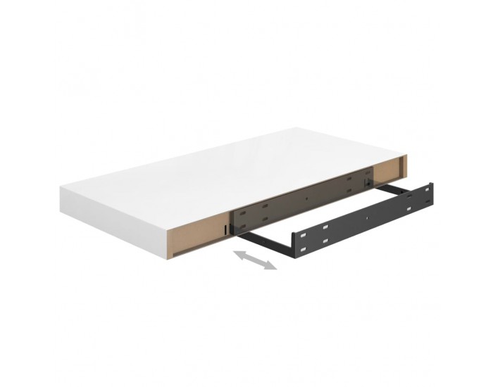 Sonata Окачен стенен рафт, бял гланц, 50x23x3,8 см, МДФ