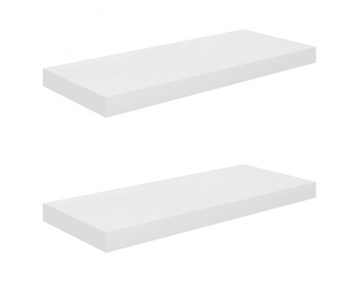 Sonata Окачени стенни рафтове, 2 бр, бял гланц, 60x23,5x3,8 см, МДФ