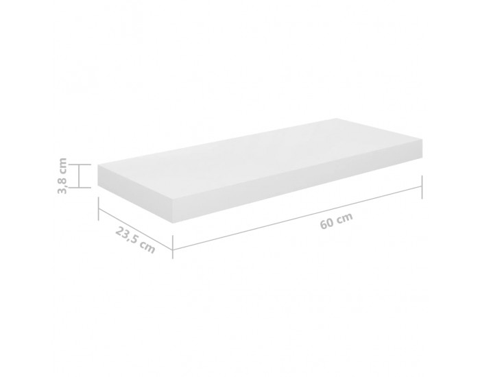 Sonata Окачени стенни рафтове, 2 бр, бял гланц, 60x23,5x3,8 см, МДФ