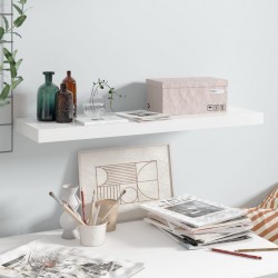 Sonata Окачен стенен рафт, бял гланц, 80x23,5x3,8 см, МДФ - Етажерки