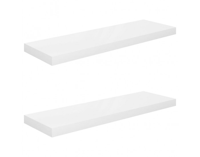 Sonata Окачени стенни рафтове, 2 бр, бял гланц, 80x23,5x3,8 см, МДФ