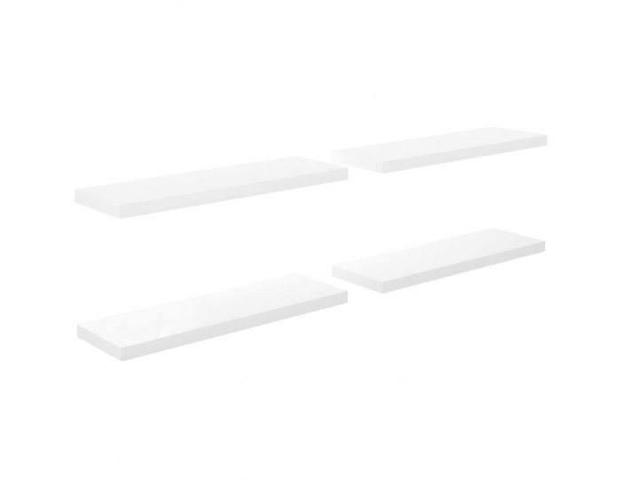 Sonata Окачени стенни рафтове, 4 бр, бял гланц, 80x23,5x3,8 см, МДФ