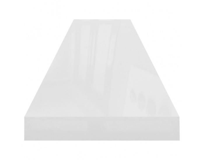 Sonata Окачен стенен рафт, бял гланц, 120x23,5x3,8 см, МДФ