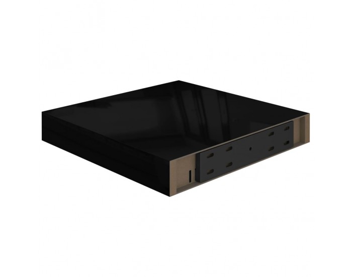 Sonata Окачен стенен рафт, черен гланц, 23x23,5x3,8 см, МДФ