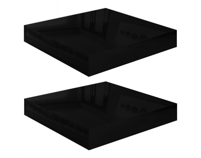 Sonata Окачени стенни рафтове, 2 бр, черен гланц, 23x23,5x3,8 см, МДФ