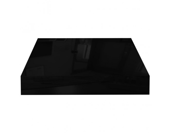 Sonata Окачени стенни рафтове, 4 бр, черен гланц, 23x23,5x3,8 см, МДФ
