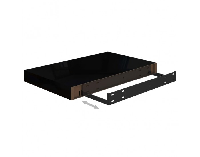 Sonata Окачен стенен рафт, черен гланц, 40x23x3,8 см, МДФ