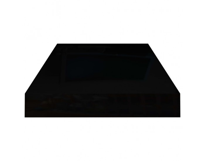 Sonata Окачени стенни рафтове, 2 бр, черен гланц, 50x23x3,8 см, МДФ