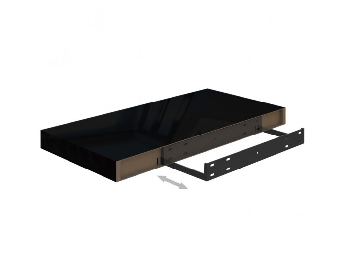 Sonata Окачени стенни рафтове, 4 бр, черен гланц, 50x23x3,8 см, МДФ