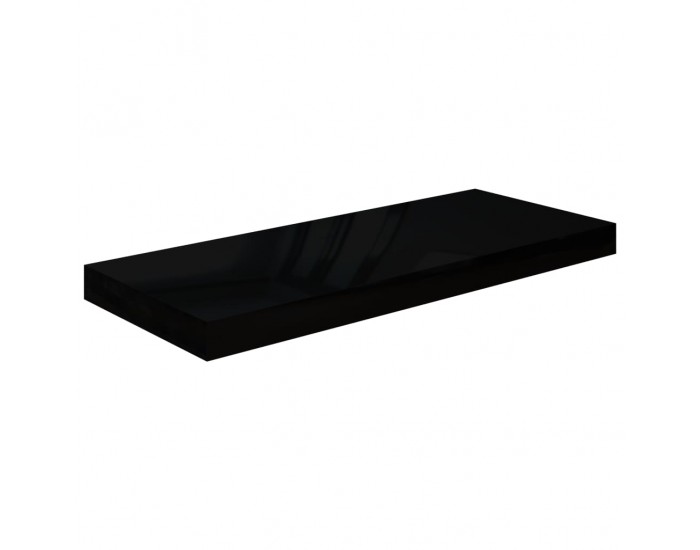 Sonata Окачен стенен рафт, черен гланц, 60x23,5x3,8 см, МДФ