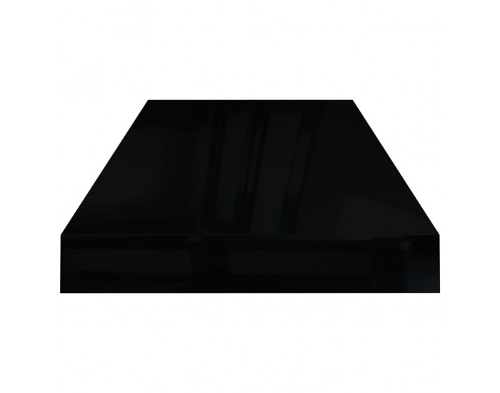 Sonata Окачен стенен рафт, черен гланц, 60x23,5x3,8 см, МДФ