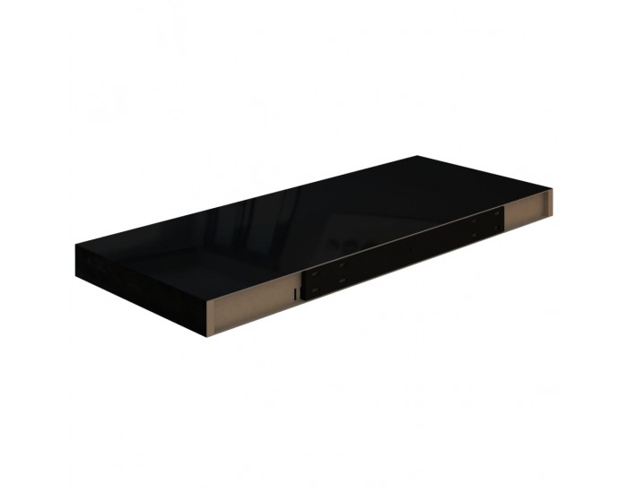 Sonata Окачен стенен рафт, черен гланц, 60x23,5x3,8 см, МДФ