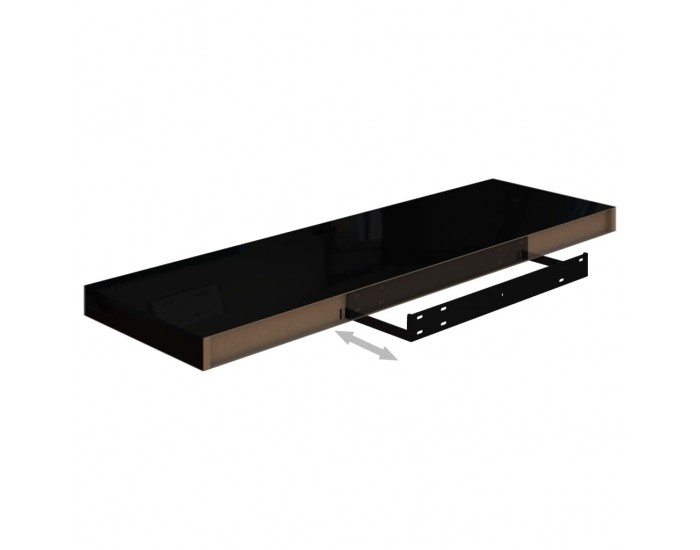 Sonata Окачен стенен рафт, черен гланц, 80x23,5x3,8 см, МДФ