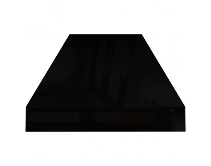 Sonata Окачени стенни рафтове, 2 бр, черен гланц, 80x23,5x3,8 см, МДФ