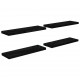 Sonata Окачени стенни рафтове, 4 бр, черен гланц, 80x23,5x3,8 см, МДФ
