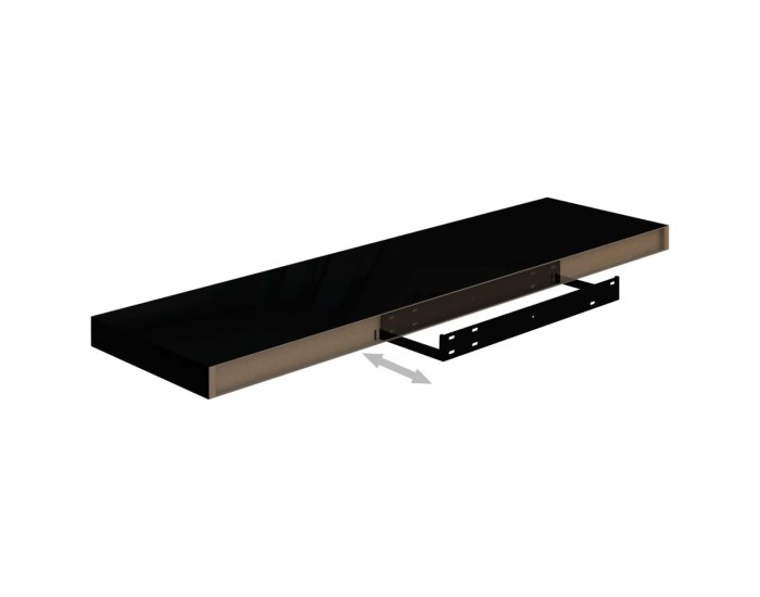 Sonata Окачен стенен рафт, черен гланц, 90x23,5x3,8 см, МДФ